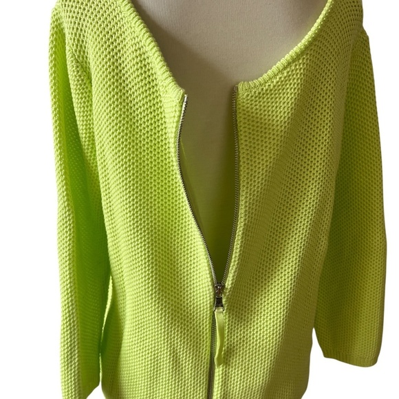 PER SE SWEATER L OPEN KNIT BACK ZIP CASUAL CHIC SUMMERY BEACHY COASTAL GRANDMA - Picture 6 of 13